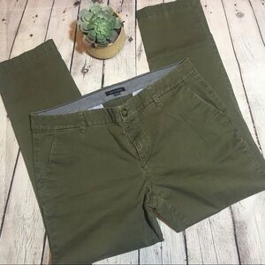 Tommy Hilfiger olive green straight leg brushed cotton pants